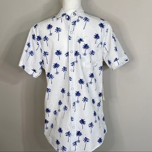Rugby University Button Down Palm Tree Shirt NWT